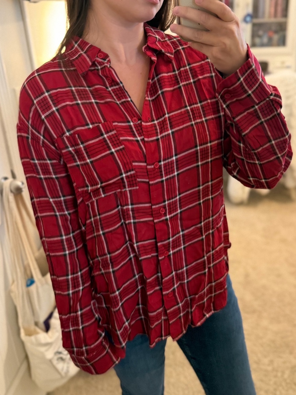 TALULAH Red Plaid Button-Down Shirt